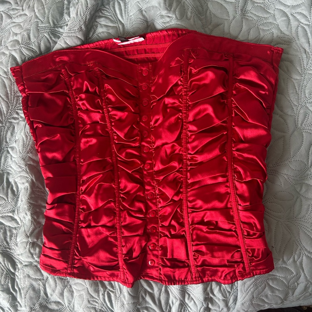Elegant Red Satin Corset Top
